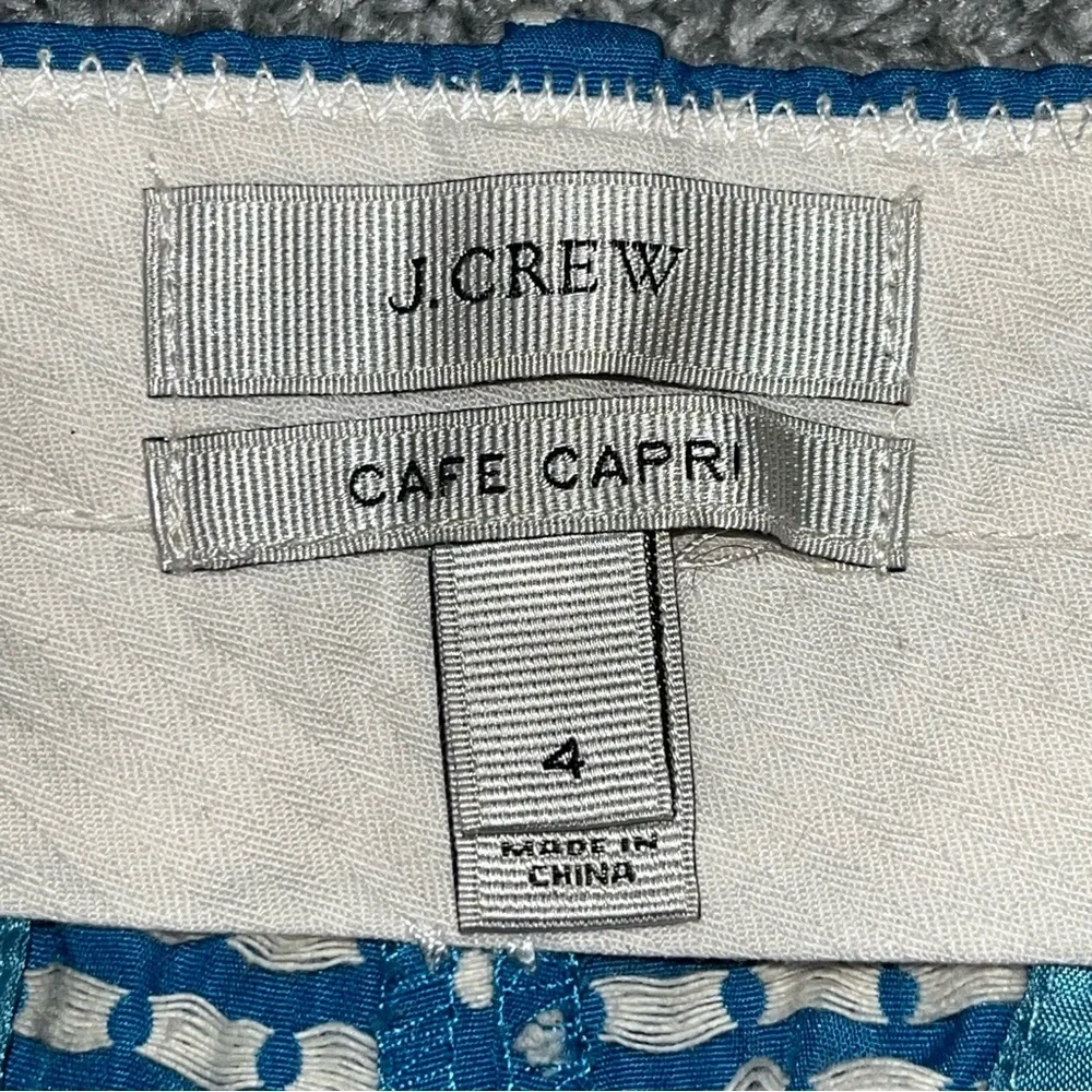 J.Crew Cafe Capri Polka Dot Pants Women's Size 4 Blue Mid Rise Stretch